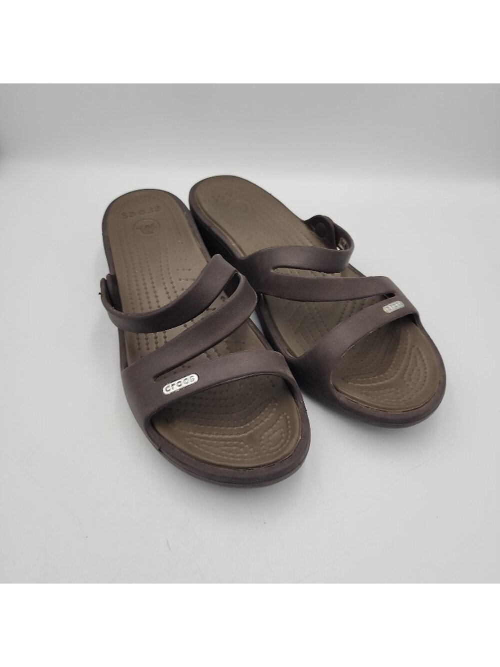 Crocs Patricia Women's Size 10 Wedge Sandal Brown Slide Slip On Comfort Strappy